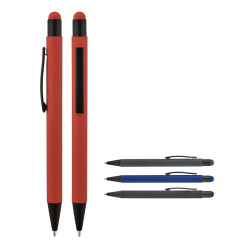 1027 Metal Ballpoint Touchpen Rubber Body Pen
